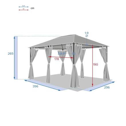 Cortinas para gazebo SANTORINI e THIRA Ardósia Para SANTORINI & THIRA 4 x 3 m - Poliéster