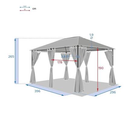 Cortinas para gazebo SANTORINI e THIRA Ardósia Para SANTORINI & THIRA 4 x 3 m - Poliéster