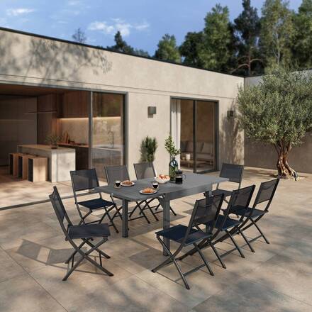 Conjunto de 4 cadeiras de jardim dobráveis MODULA Antracite / Grafite Aço tratado com epóxi, Texaline