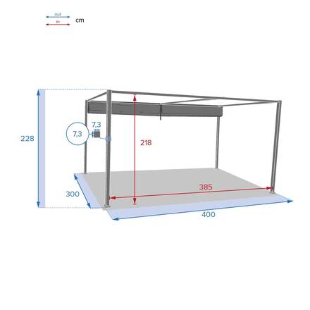 Gazebo retangular PALMEIRA Ardósia Para PALMEIRA 4 x 3 m - Alumínio com tratamento epóxi, Poliéster
