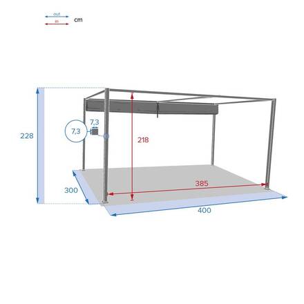 Gazebo retangular PALMEIRA Ardósia Para PALMEIRA 4 x 3 m - Alumínio com tratamento epóxi, Poliéster