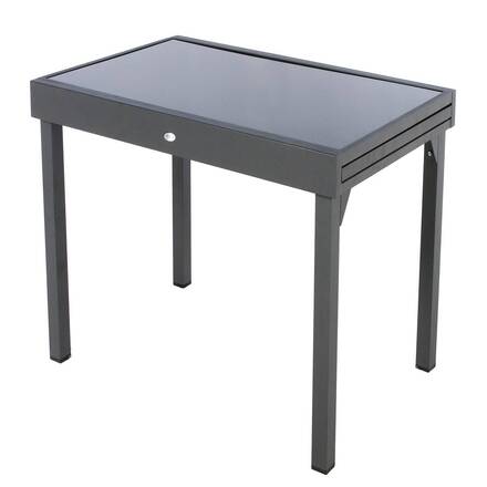 Mesa de jardim extensível PIAZZA Grafite 10 lugares - Alumínio tratado com epóxi, Vidro temperado