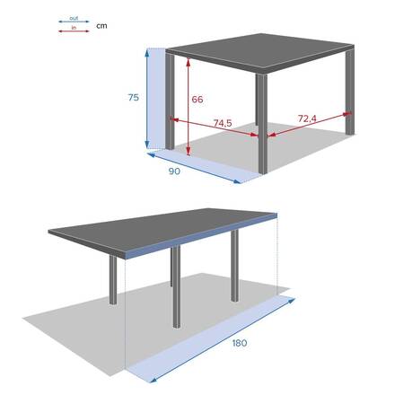 Mesa de jardim extensível PIAZZA Grafite 8 lugares - Alumínio tratado com epóxi