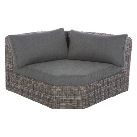 Conjunto de jardim com sofá de canto MOORÉA Terra de sombra 5 lugares - Alumínio tratado com epóxi, Resina sintética entrançada, Poliéster