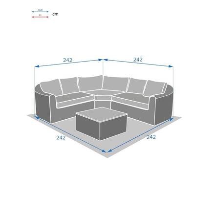 Conjunto de jardim com sofá de canto MOORÉA Terra de sombra 5 lugares - Alumínio tratado com epóxi, Resina sintética entrançada, Poliéster