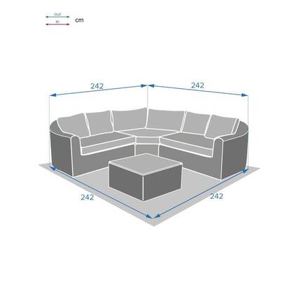 Conjunto de jardim com sofá de canto MOORÉA Terra de sombra 5 lugares - Alumínio tratado com epóxi, Resina sintética entrançada, Poliéster