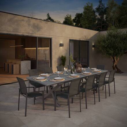 Mesa de jardim extensível AXIOME Ardósia granulada 10 lugares - Alumínio tratado com epóxi