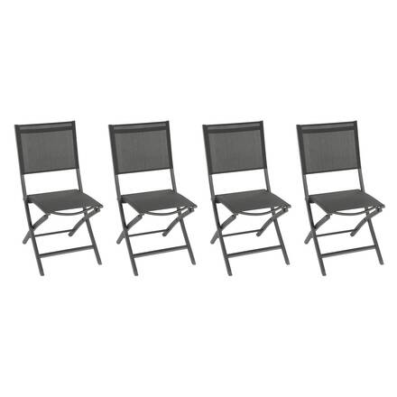 Conjunto de 4 cadeiras de jardim dobráveis ESSENTIA Antracite / Grafite Alumínio tratado com epóxi, Texaline