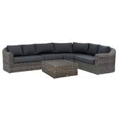 Conjunto de jardim com sofá de canto MOORÉA Terra de sombra 5 lugares - Alumínio tratado com epóxi, Resina sintética entrançada, Poliéster Terra de sombra