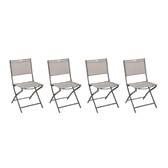 Conjunto de 4 cadeiras de jardim dobráveis MODULA Avelã / Tonka Aço tratado com epóxi, Texaline Avelã / Tonka