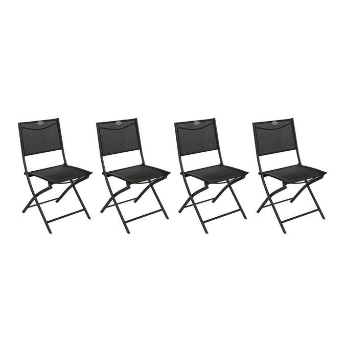 Conjunto de 4 cadeiras de jardim dobráveis MODULA Antracite / Grafite Aço tratado com epóxi, Texaline Antracite / Grafite