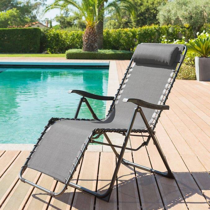 Poltrona relax de jardim SILOS Antracite 5 posições - Aço tratado com epóxi, Texaline3493