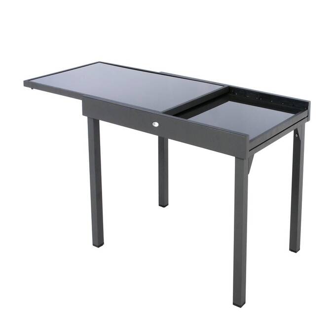 Mesa de jardim extensível PIAZZA Grafite 10 lugares - Alumínio tratado com epóxi, Vidro temperado Grafite