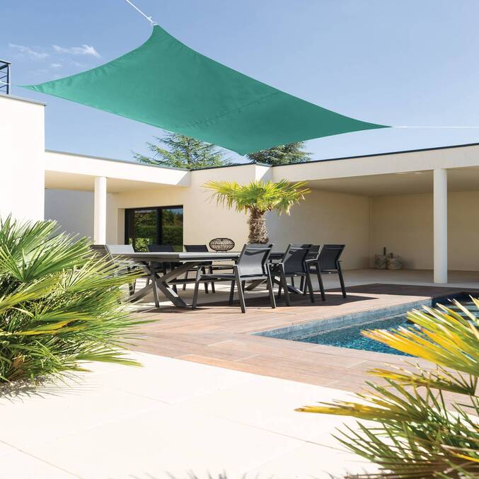 Vela de sombra retangular CURACAO Esmeralda 4 x 3 m - Poliéster Esmeralda