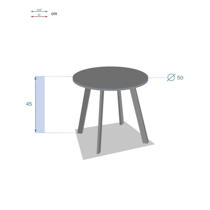 Mesa auxiliar de jardim redonda SAONA Grafite 50 x 45 cm - Aço com tratamento epóxi, Tratamento antiferrugem reforçado Grafite