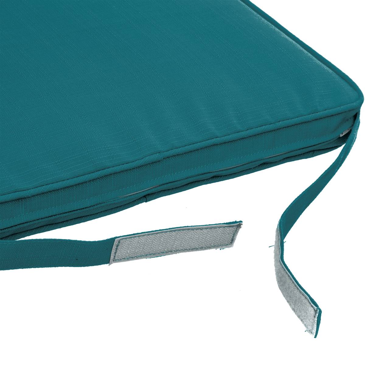 Almofada de cadeira com velcro KORAI Azul petróleo 40 x 40 cm - Poliéster Azul pato