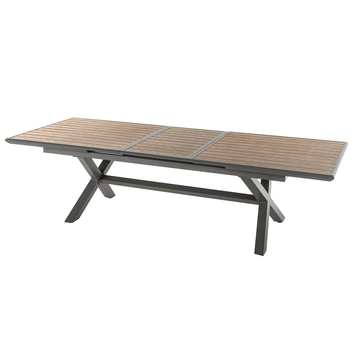 Mesa de jardim extensível AXIOME efeito madeira Honey / Praline 10 lugares - Alumínio tratado com epóxi Mel / Praliné