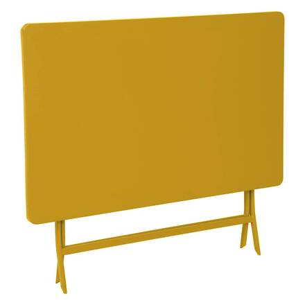 Mesa de jardim retangular dobrável GREENSBORO Amarelo mostarda 4 lugares - Aço tratado com epóxi, Tratamento antiferrugem reforçado