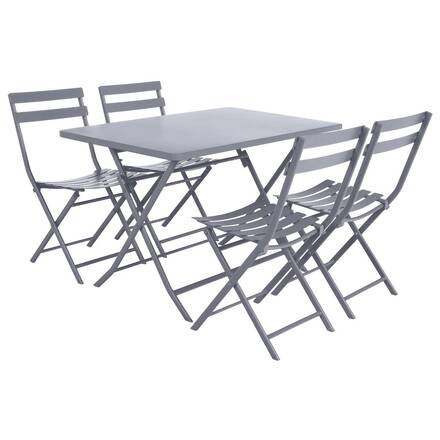 Mesa de jardim retangular dobrável GREENSBORO Cinza quartzo 4 lugares - Aço tratado com epóxi, Tratamento antiferrugem reforçado