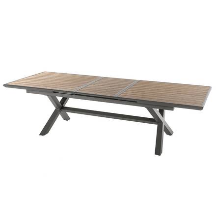 Mesa de jardim extensível AXIOME efeito madeira Honey / Praline 10 lugares - Alumínio tratado com epóxi