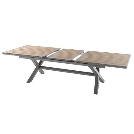Mesa de jardim extensível AXIOME efeito madeira Honey / Praline 10 lugares - Alumínio tratado com epóxi
