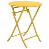 Mesa de jardim redonda dobrável GREENSBORO Mostarda 2 lugares - Aço tratado com epóxi, Tratamento anticorrosão reforçado Amarelo mostarda