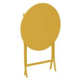 Mesa de jardim redonda dobrável GREENSBORO Mostarda 2 lugares - Aço tratado com epóxi, Tratamento anticorrosão reforçado Amarelo mostarda
