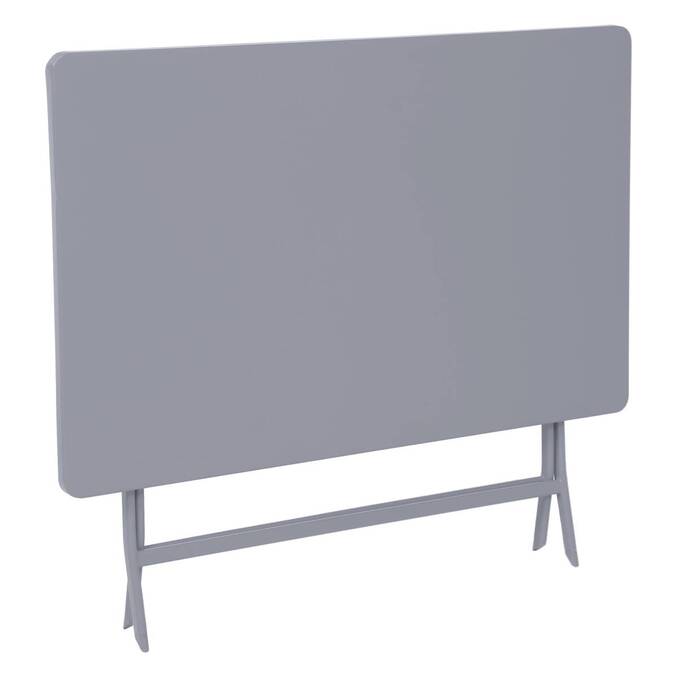 Mesa de jardim retangular dobrável GREENSBORO Cinza quartzo 4 lugares - Aço tratado com epóxi, Tratamento antiferrugem reforçado Cinza quartzo