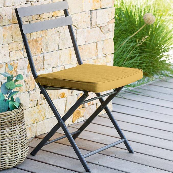 Almofada de cadeira com velcro KORAI Amarelo mostarda 40 x 40 cm - Poliéster Amarelo mostarda