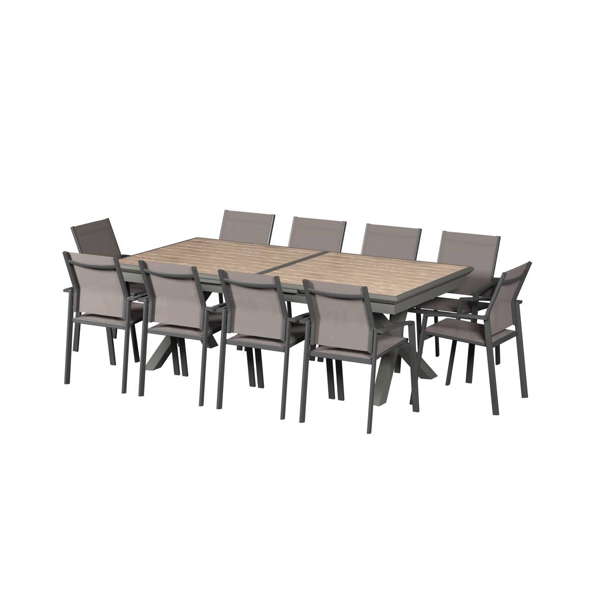 Mesa de jardim extensível AXIOME efeito madeira Honey / Praline 12 lugares - Alumínio tratado com epóxi Mel / Praliné