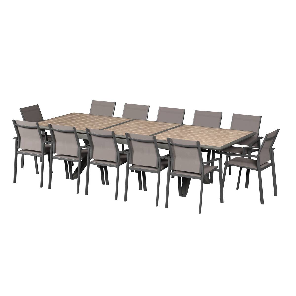 Mesa de jardim extensível AXIOME efeito madeira Honey / Praline 12 lugares - Alumínio tratado com epóxi Mel / Praliné