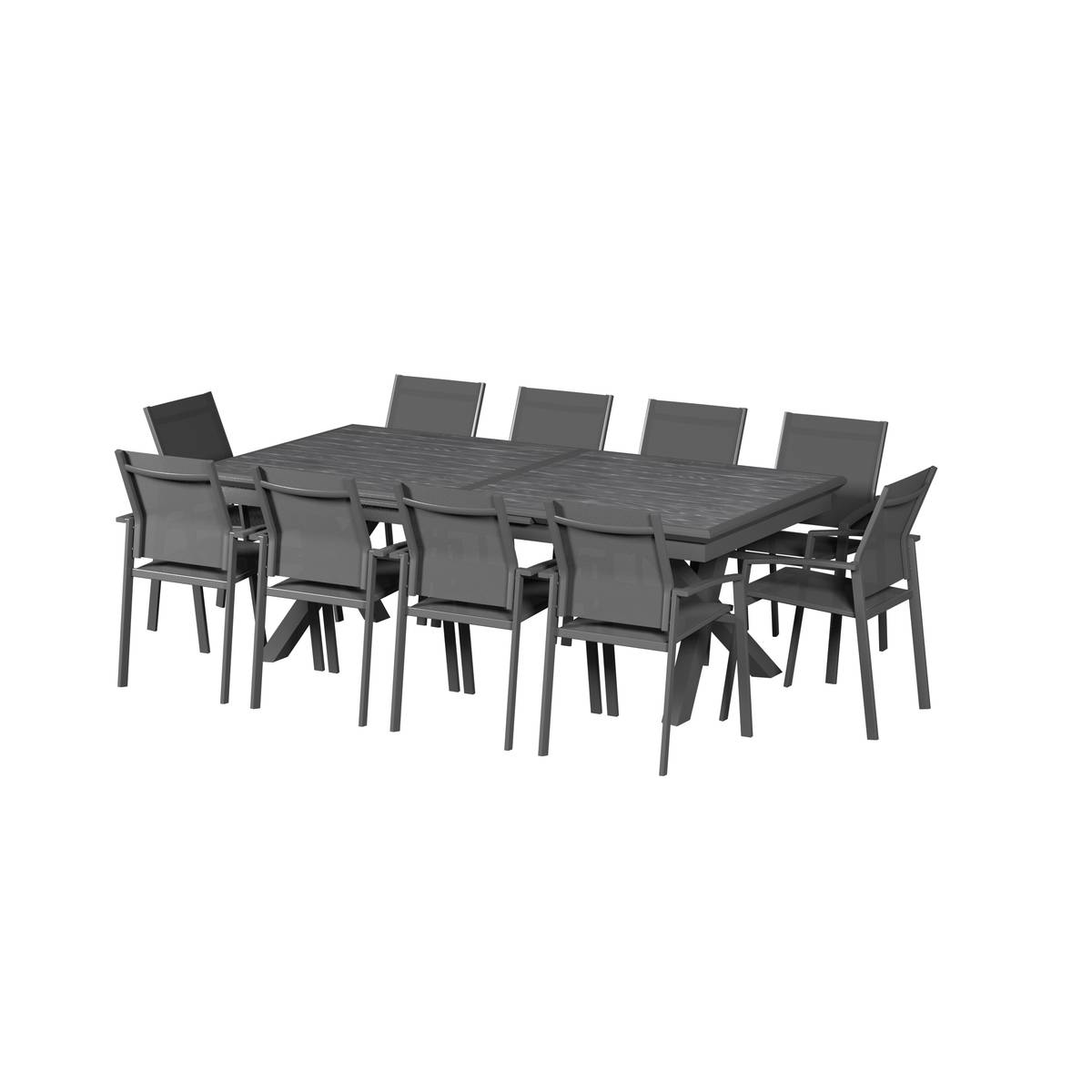 Mesa de jardim extensível AXIOME Ardósia granulada 12 lugares - Alumínio tratado com epóxi Ardósia de granito