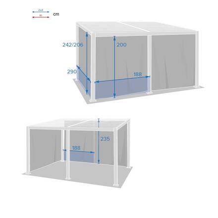 Cortinas para pérgola bioclimática AVILA Ardósia Para AVILA 4 x 3 m - Poliéster
