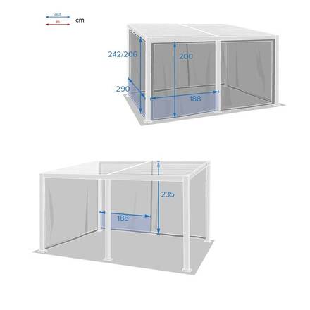 Mosquiteiro para pérgola bioclimática AVILA Grafite Para AVILA 4 x 3 m - Poliéster