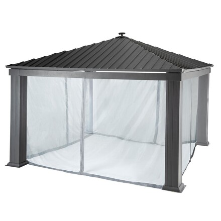 Cortinas mosquiteiras para gazebo PATIA Ardósia Para PATIA 4 x 4 m - Poliéster