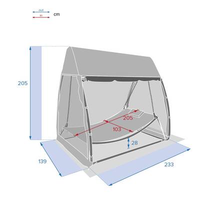 Rede com mosquiteiro TRINIDAD Ardósia 233 x 138 x 203 cm - Aço tratado com epóxi, Texaline