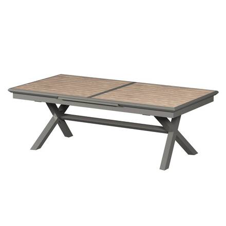 Mesa de jardim extensível AXIOME efeito madeira Honey / Praline 12 lugares - Alumínio tratado com epóxi