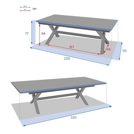 Mesa de jardim extensível AXIOME efeito madeira Honey / Praline 12 lugares - Alumínio tratado com epóxi