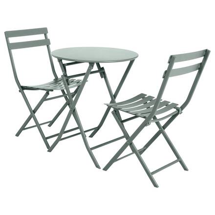 Mesa de jardim redonda dobrável GREENSBORO Verde oliva 2 lugares - Aço tratado com epóxi, Tratamento anticorrosão reforçado