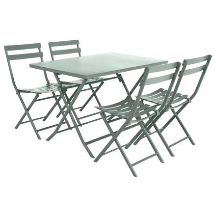 Mesa de jardim retangular dobrável GREENSBORO verde oliva 4 lugares - Aço tratado com epóxi, Tratamento antiferrugem reforçado