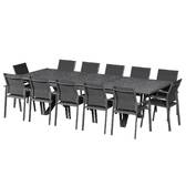 Mesa de jardim extensível AXIOME Ardósia granulada 12 lugares - Alumínio tratado com epóxi Ardósia de granito