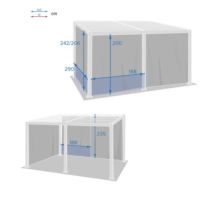 Cortinas para pérgola bioclimática AVILA Ardósia Para AVILA 4 x 3 m - Poliéster3445