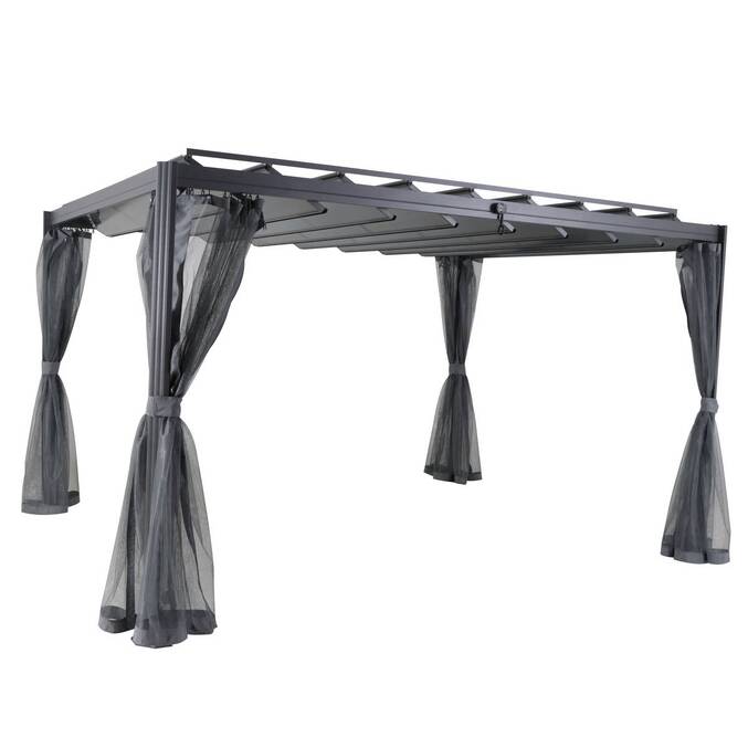 Mosquiteiro para pérgola BELIZE Ardósia Para BELIZE 3 x 3,8 m - L. 330 x A. 215 cm - Poliéster Ardósia