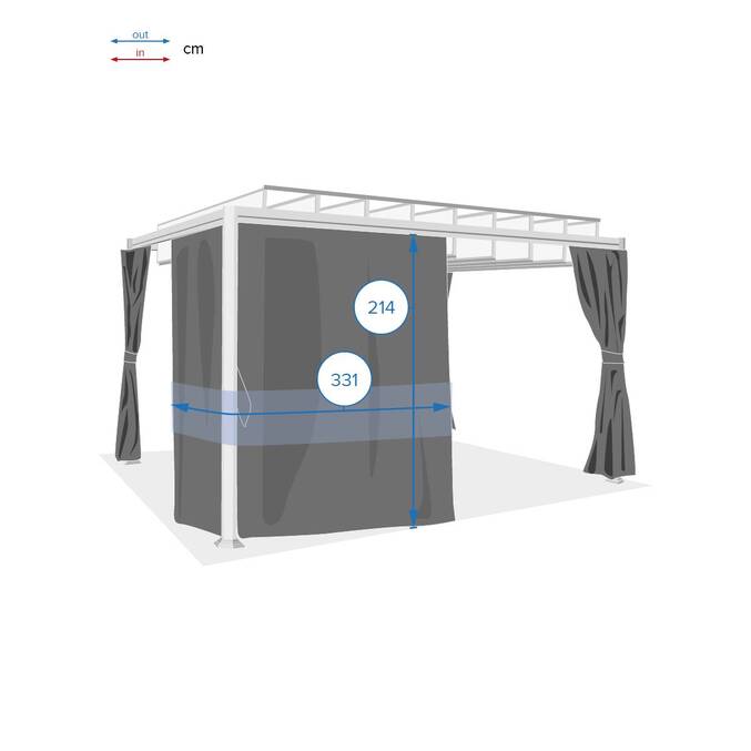 Cortinas para pérgola BELIZE Ardósia Para BELIZE 4 x 3 m - L. 214 x A. 330 cm - Poliéster Ardósia