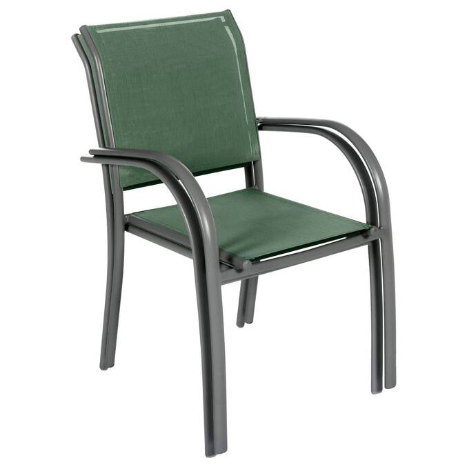 Cadeira de jardim empilhável PIAZZA Verde oliva / Grafite Alumínio tratado com epóxi, Texaline Verde oliva / Grafite