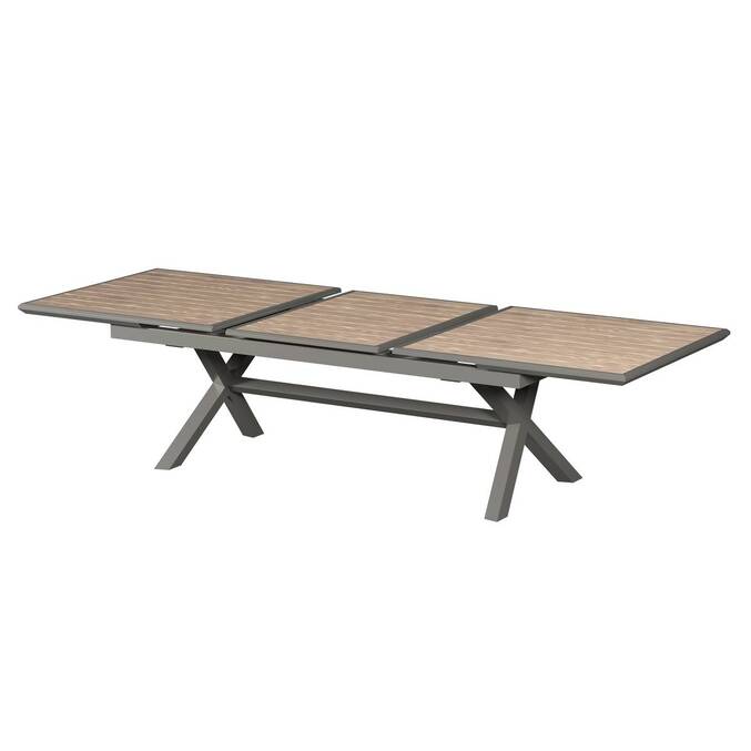 Mesa de jardim extensível AXIOME efeito madeira Honey / Praline 12 lugares - Alumínio tratado com epóxi Mel / Praliné