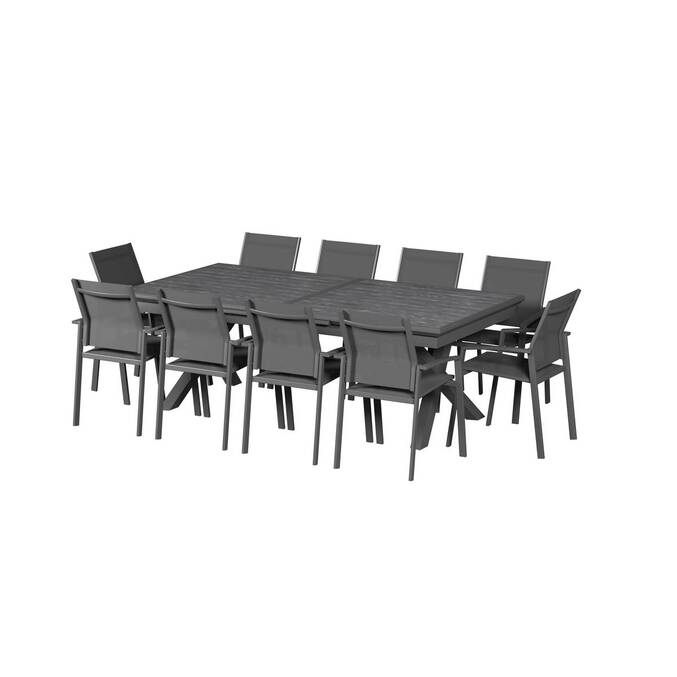 Mesa de jardim extensível AXIOME Ardósia granulada 12 lugares - Alumínio tratado com epóxi Ardósia de granito