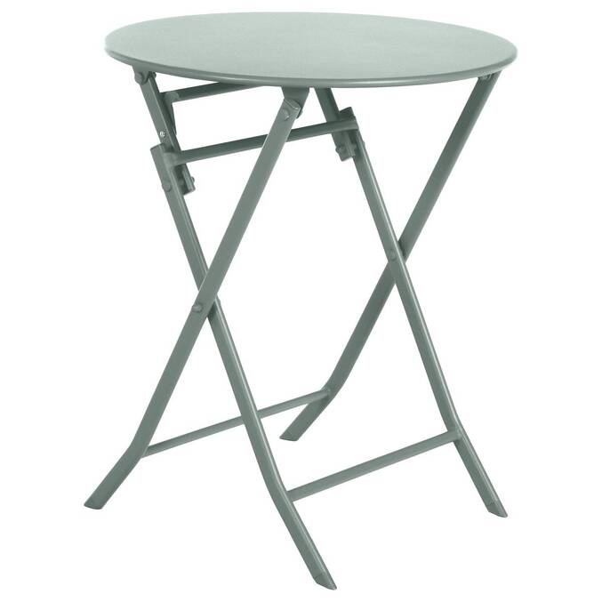 Mesa de jardim redonda dobrável GREENSBORO Verde oliva 2 lugares - Aço tratado com epóxi, Tratamento anticorrosão reforçado Verde-oliva
