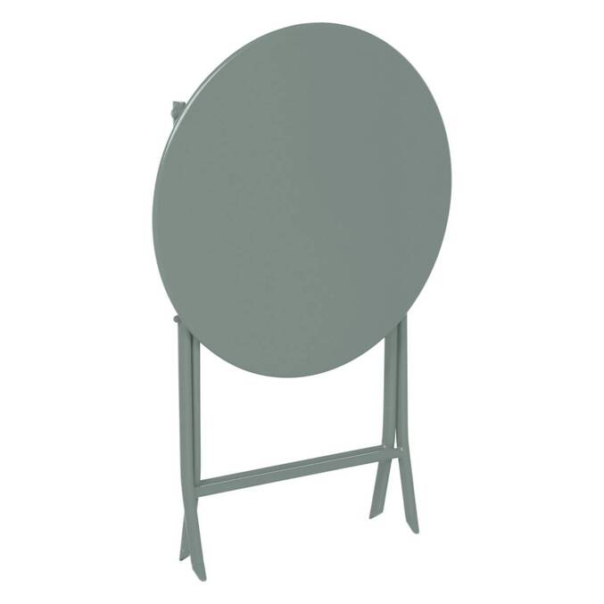 Mesa de jardim redonda dobrável GREENSBORO Verde oliva 2 lugares - Aço tratado com epóxi, Tratamento anticorrosão reforçado Verde-oliva