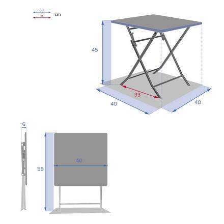 Mesa auxiliar de jardim quadrada GREENSBORO Verde azeitona 40 x 40 cm - Aço, Tratamento antiferrugem reforçado